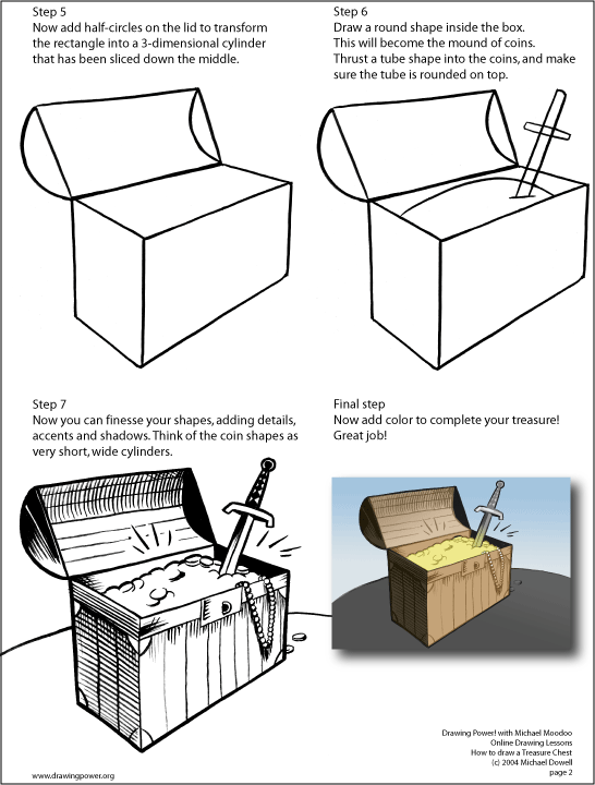 how to draw treasure chests